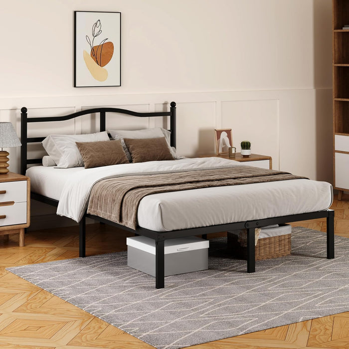 14 Inch Queen Bed Frame with Headboard, Heavy Duty Metal Platform Bed Frame Queen Size Mattress Foundation with Sturdy Steel Slats, Easy Assembly Noise Free