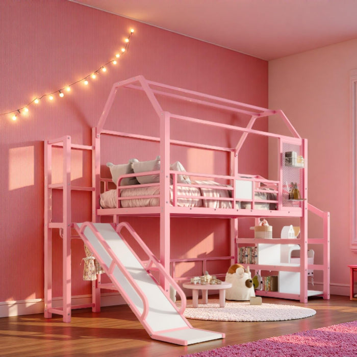 Twin IndustrialStrength Loft Bed With Integrated Slide