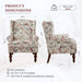 Red Floral Wingback Accent Chair Linen Upholstered