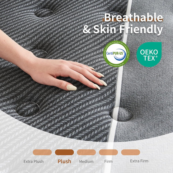 Queen Mattress, 12 Inch Hybrid Mattress in a Box, Medium Firm,Memory Foam and Individual Pocket Springs for Pressure Relief, Certipur-Us Certified