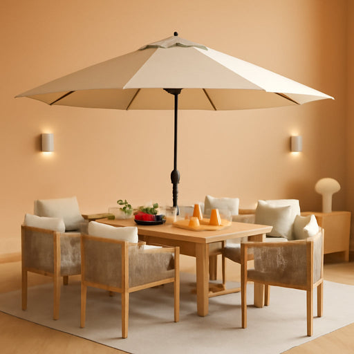 10FT Patio Umbrella, Pool Umbrella Outdoor, Tan | Easy-To-Use Tilt, Smooth One-Handed Crank, Waterproof Thickened Canopy, Wind Resistant for Outdoor Table, Deck, Pool
