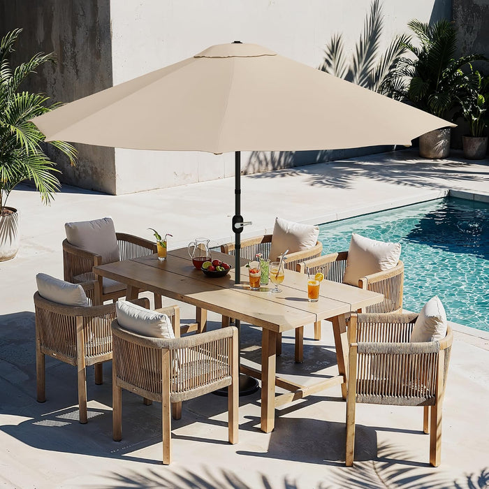 10FT Patio Umbrella, Pool Umbrella Outdoor, Tan | Easy-To-Use Tilt, Smooth One-Handed Crank, Waterproof Thickened Canopy, Wind Resistant for Outdoor Table, Deck, Pool