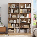 Bookshelf and Bookcase, 6-Tier Double Wide Bookshelves,Freestanding Display Storage Shelves, Tall Bookcases for Home Decor Bedroom, Living Room, Home Office, Light Oak