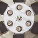 47" White Faux Marble round Dining Table with Storage for Dining Room