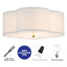 17 In. 2-Lights White Linen Flush Mount with Acrylic Diffuser