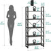 5 Tiers Bookshelf, Industrial Artsy Grey Bookcase Bookshelves, Book Rack, Storage Rack Shelves Books Holder Organizer for Books Movies in Living Room Home Office, Charcoal Gray + Black