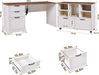 60Inch LShaped Desk With Farmhouse Cabinetry Storage