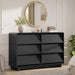 Black 6 Drawer Dresser for Bedroom, 47.2" Modern Wood Dresser with Handle-Free and Curved-Edge Design, Chests of Drawers with Large Capacity