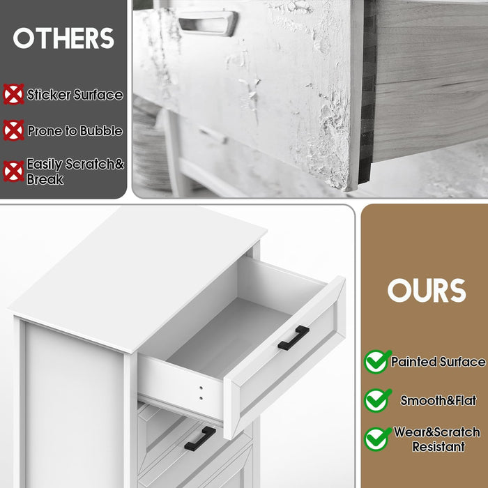 Tall White 6 Drawer Dresser, Wood Vertical Chest of Drawers for Bedroom, 55" H Modern Lingerie Dressers for Closet, Living Room, Hallway and Home Office