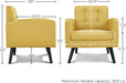 Yellow Compact Mid Century Upholstered Tufted Armchair