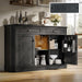 47" Wine Bar Cabinet with LED Light & Power Outlets, 2 Door Coffee Bar Cabinet with 2 Drawers, Sideboard Buffet Cabinet with Storage, Liquor Cabinet for Home Bar, Kitchen Living Room, Black