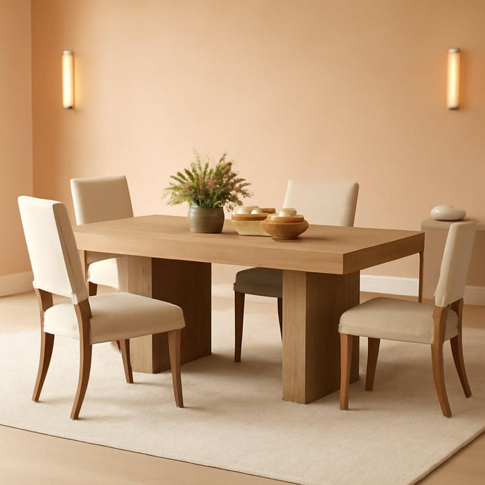 55-Inch Dining Table for 4-6, Rectangular Dining Room Table with Sturdy Legs, Wood Kitchen Dinner Table, Mid-Century Modern Dining Table for Dining Room, Kitchen, Home, Yellow