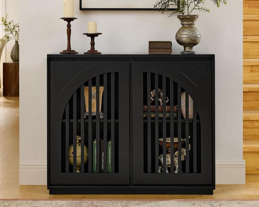 Black Sideboard Buffet Storage Cabinet,Narrow Small Entryway Cabinet
