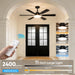 52Inch Black Ceiling Fan With DimmableLED MemoryFunction