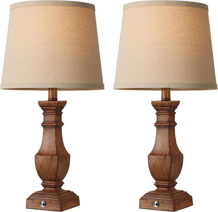 Dimmable Table Lamps Set of 2, Rustic Farmhouse Table Lamps for Living Room Bedroom, Bedside Desk Lamps for End Tables, Touch Lamps for Nightstand, 9W Bulbs Included, 22", Brown