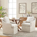 Upholstered Dining Chairs Set of 2, Modern Kitchen Chairs Dinner Chairs with 4 Casters, Linen Armchair for Bedroom Reading Room Living Room, Beige