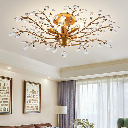 Crystal Chandelier 31in Diameter Brushed Gold Finish