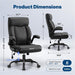 Office Chair, High Back Ergonomic Desk Chair with Inflatable Lumbar Support for Lower Back Pain Relief, Executive Leather Computer Chair with Rocking Function & Padded Flip-Up Arm
