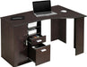 Classic Espresso Office Desk with Storage Shelves and Drawers - ShipItFurniture