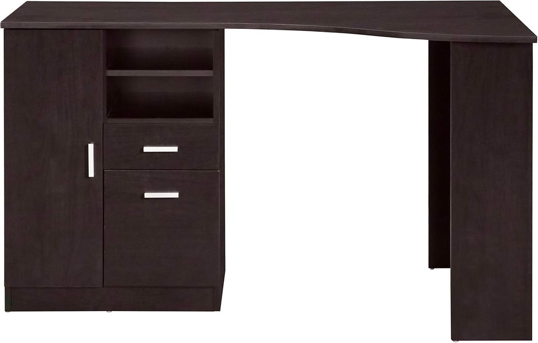 Classic Espresso Office Desk with Storage Shelves and Drawers - ShipItFurniture