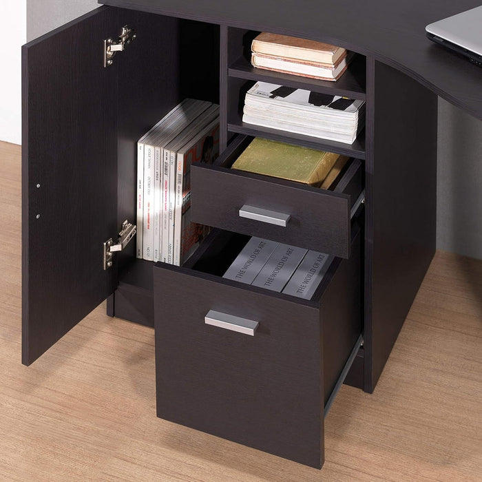 Classic Espresso Office Desk with Storage Shelves and Drawers - ShipItFurniture