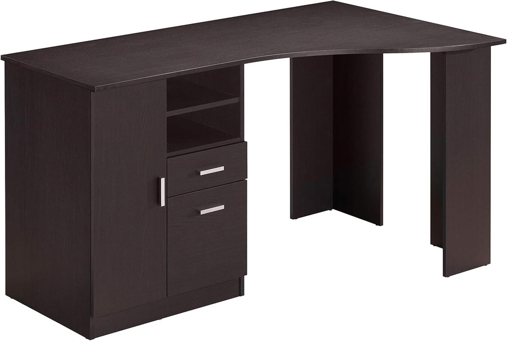 Classic Espresso Office Desk with Storage Shelves and Drawers - ShipItFurniture