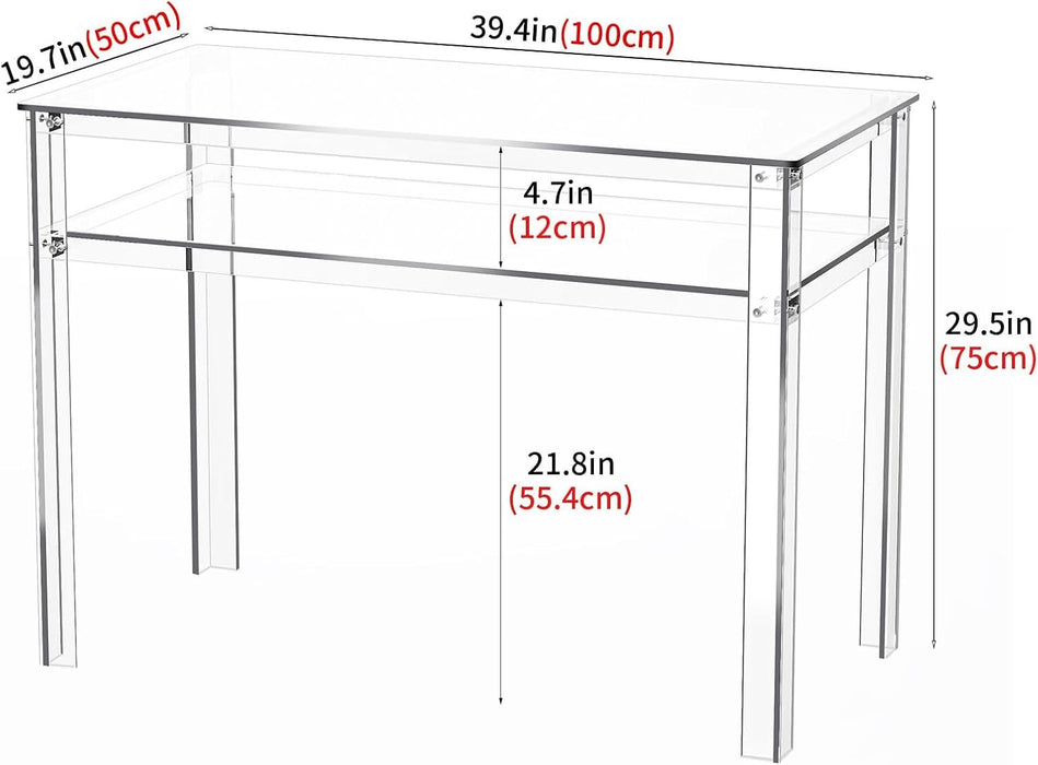 Clear Acrylic Desk with Open Storage for Home Office - ShipItFurniture