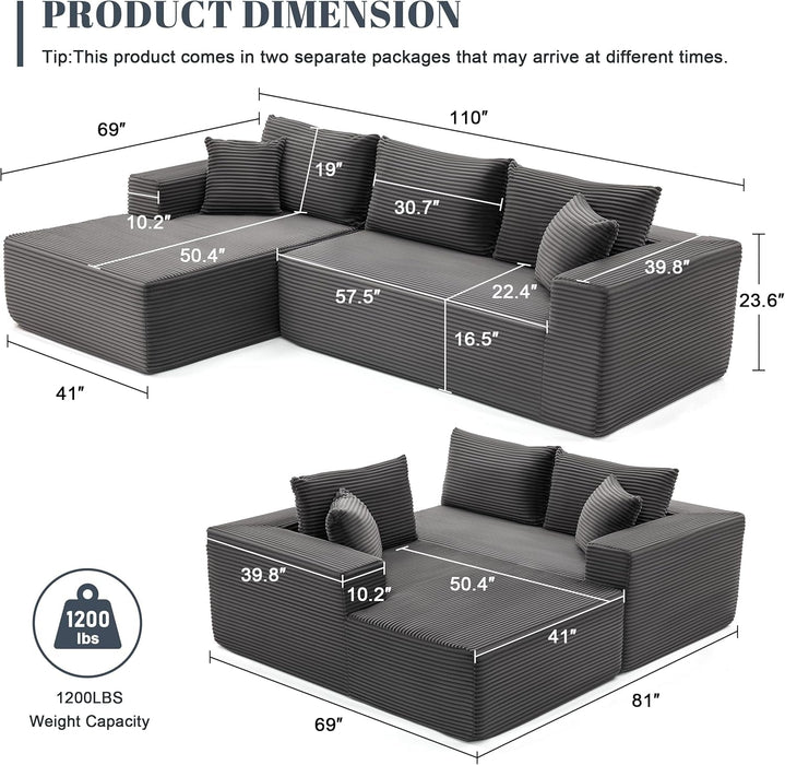 Cloud Sectional Couch Modular Sofa with Deep Seat - ShipItFurniture