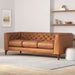 Cognac Tan Leather Sofa with Tufted Back Design - ShipItFurniture