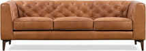 Cognac Tan Leather Sofa with Tufted Back Design - ShipItFurniture