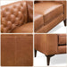 Cognac Tan Leather Sofa with Tufted Back Design - ShipItFurniture