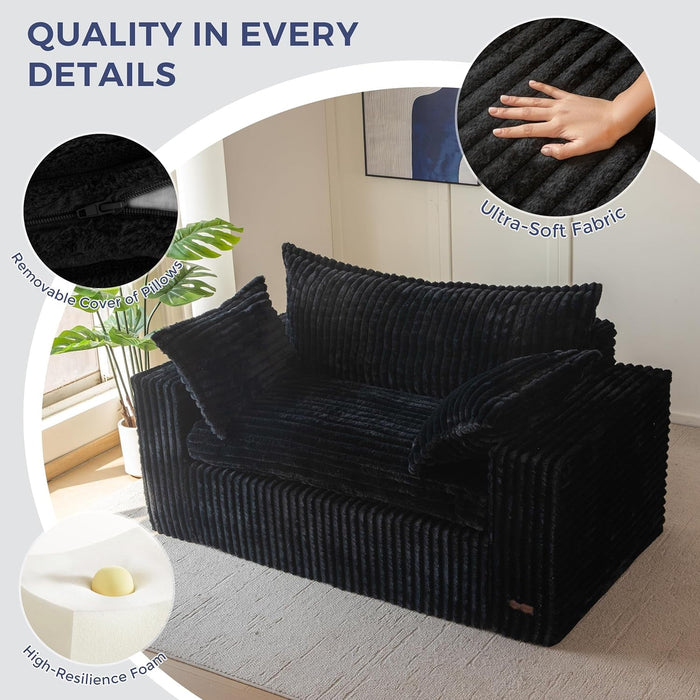 Comfortable Bean Bag Chair with Wide Armrests and Support - ShipItFurniture