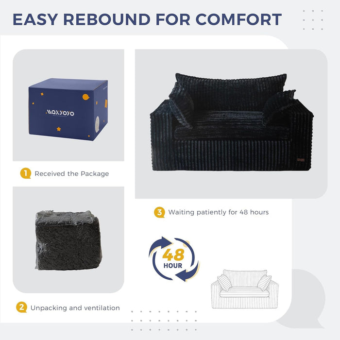 Comfortable Bean Bag Chair with Wide Armrests and Support - ShipItFurniture