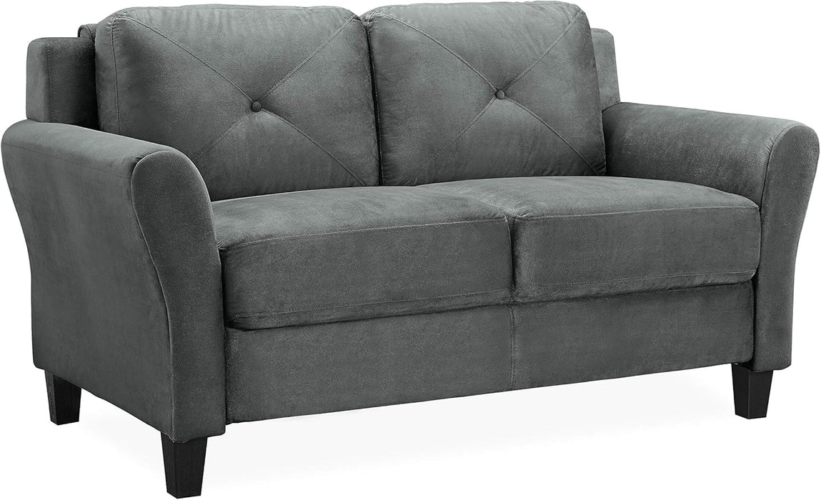 Comfortable Dark Grey Loveseat with Plush Cushions - ShipItFurniture