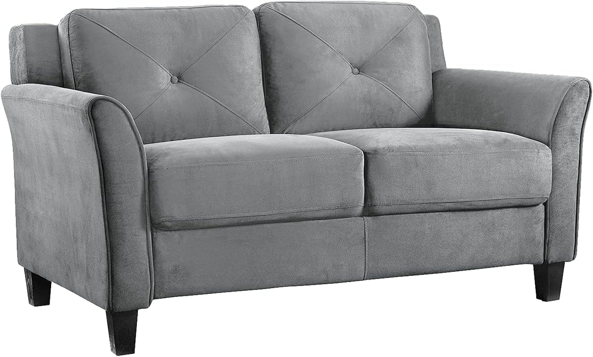 Comfortable Dark Grey Loveseat with Plush Cushions - ShipItFurniture