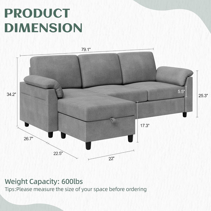 Comfortable L Shaped Convertible Sectional Sofa with Pillows - ShipItFurniture