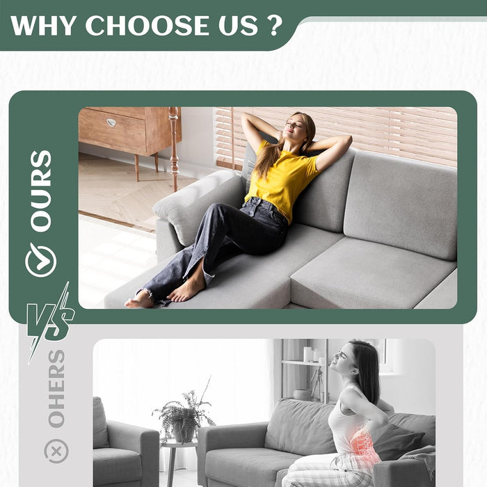 Comfortable L Shaped Convertible Sectional Sofa with Pillows - ShipItFurniture