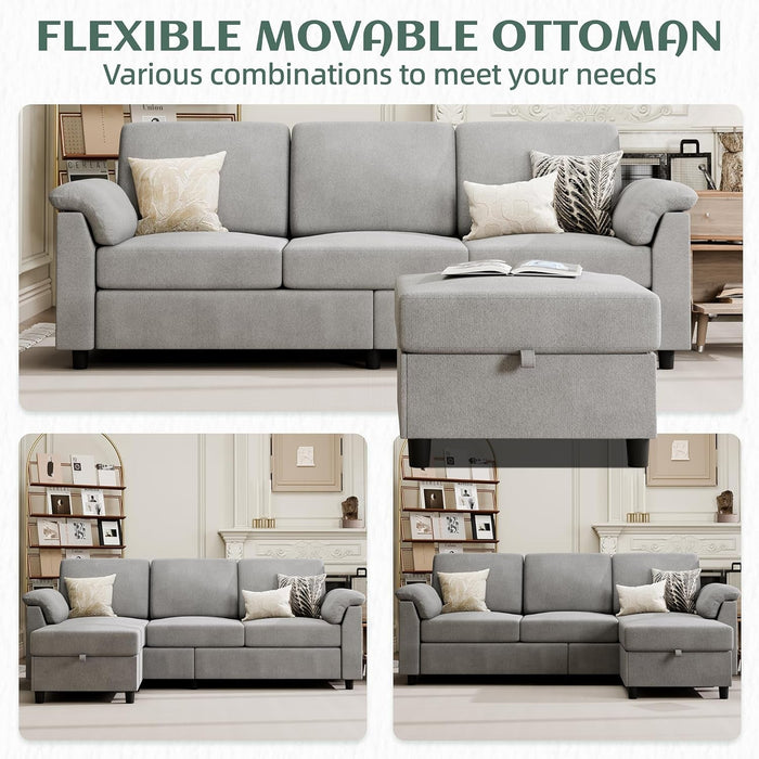 Comfortable L Shaped Convertible Sectional Sofa with Pillows - ShipItFurniture