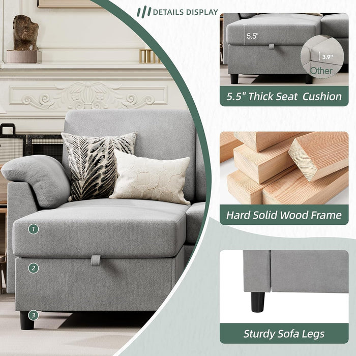 Comfortable L Shaped Convertible Sectional Sofa with Pillows - ShipItFurniture