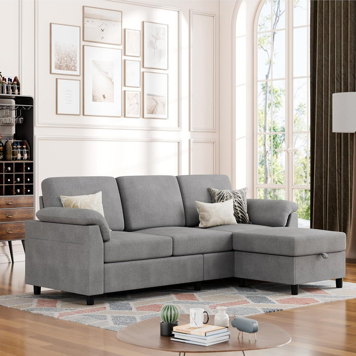 Comfortable L Shaped Convertible Sectional Sofa with Pillows - ShipItFurniture