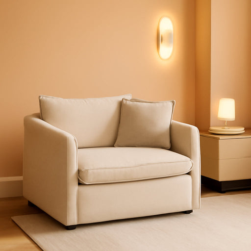 Comfy Chenille Sofa Chair with Toss Pillow Light Coffee - ShipItFurniture