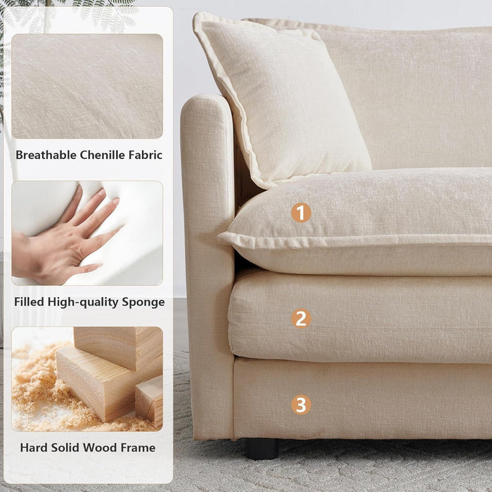 Comfy Chenille Sofa Chair with Toss Pillow Light Coffee - ShipItFurniture