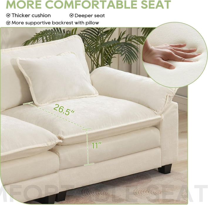 Comfy Cloud Couch Modular Sofa with Ottoman and Pillows - ShipItFurniture