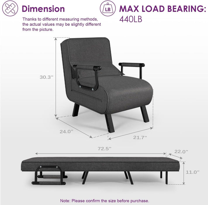 Comfy Convertible Sleep Chair Bed with Adjustable Backrest - ShipItFurniture