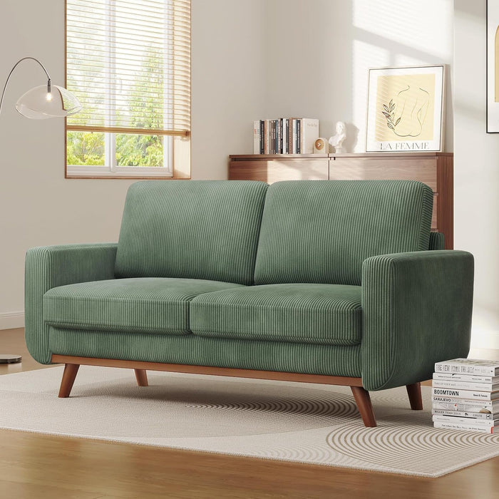 Comfy Green Corduroy Loveseat Sofa with Solid Wood Frame - ShipItFurniture
