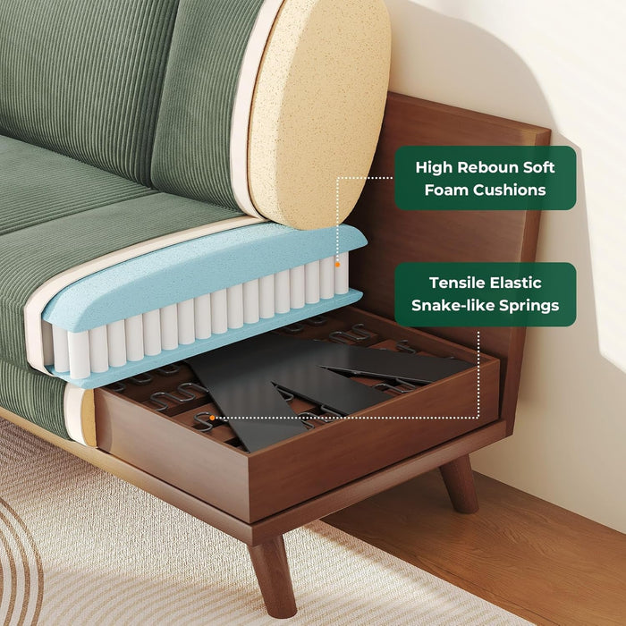 Comfy Green Corduroy Loveseat Sofa with Solid Wood Frame - ShipItFurniture