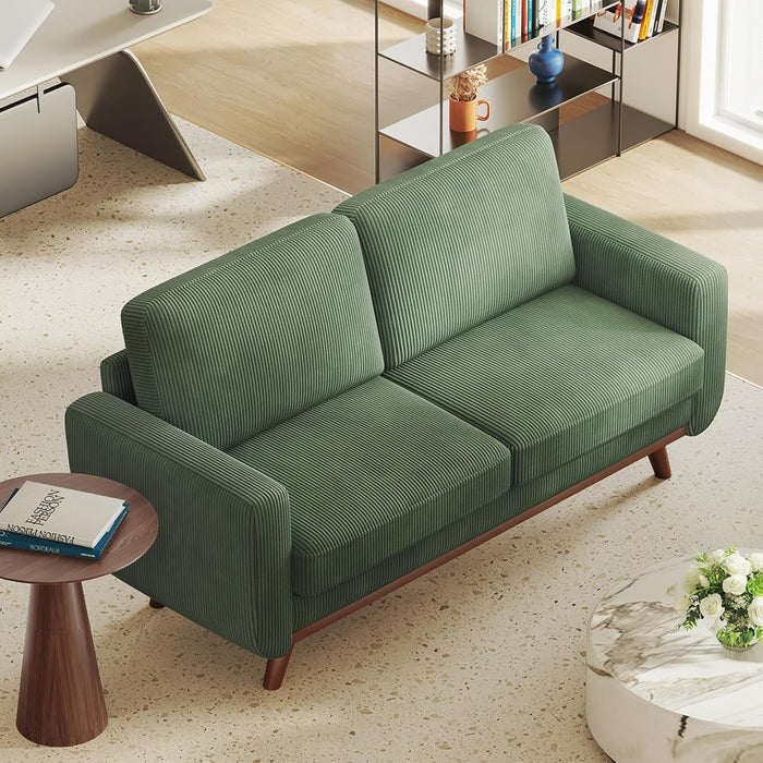Comfy Green Corduroy Loveseat Sofa with Solid Wood Frame - ShipItFurniture