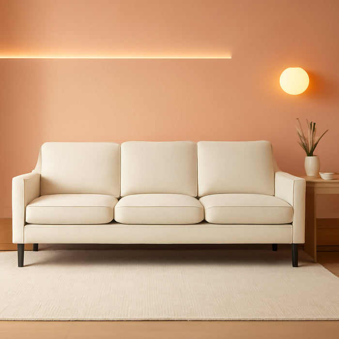Comfy Mid Century Modern Beige Sofa for Small Spaces - ShipItFurniture