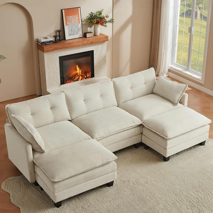 Comfy Modular Sectional Sofa With Movable Ottomans - ShipItFurniture