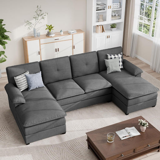 Comfy U - Shaped Sectional Couch with Chaise and Ottoman - ShipItFurniture